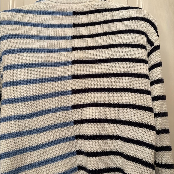 Time and Tru Women's Cowl Neck Sweater - Black, White, and Blue Stripes - Picture 3 of 6